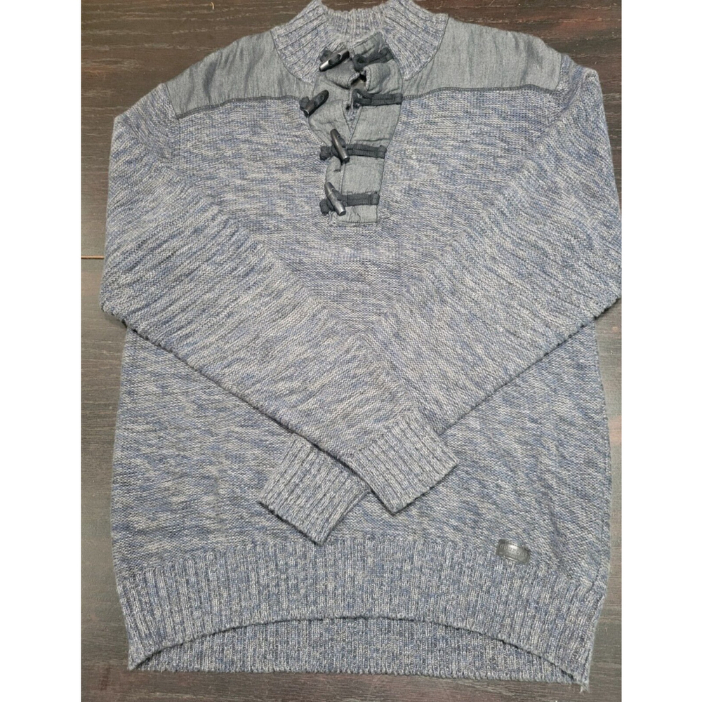 Outpost Makers Grey Blue Knit High Neck Pullover Sweater Mens Large